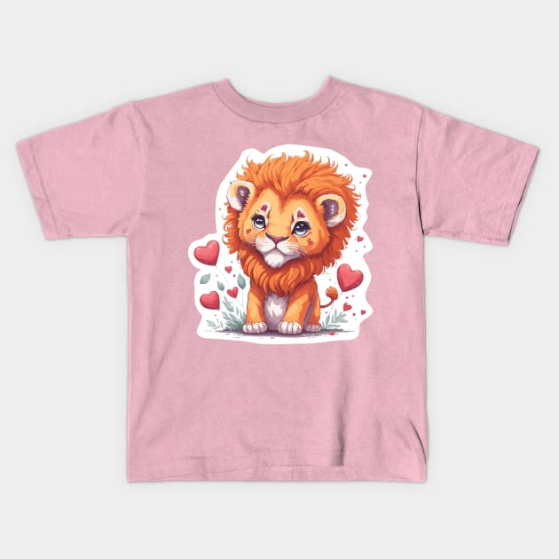 Minimal Cute Baby Lion Kids T-Shirt by Imagination Gallery